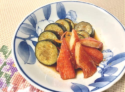 今日のキムチ料理レシピ：茄子とカニカマのピリ辛揚げびたし