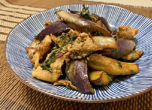 今日のキムチ料理レシピ：豚肉と茄子とキムチのポン酢炒め