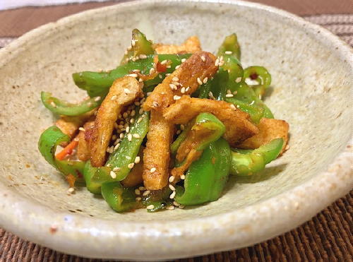 今日のキムチ料理レシピ：油揚げとピーマンのピリ辛味噌炒め