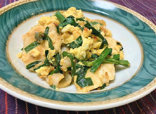 今日のキムチ料理レシピ：ささ身とキムチと卵の味噌炒め