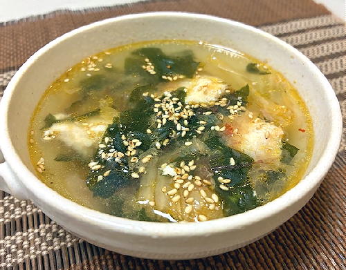 今日のキムチ料理レシピ：ささみとわかめのキムチスープ