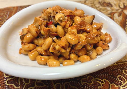 今日のキムチ料理レシピ：椎茸と大豆のピリ辛マヨ和え