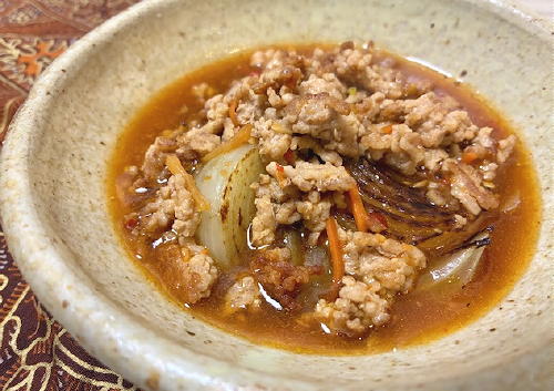 今日のキムチ料理レシピ：玉ねぎピリ辛豚ひき肉あんかけ