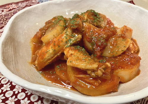 今日のキムチ料理レシピ：大根と手羽中とキムチのトマト煮込み