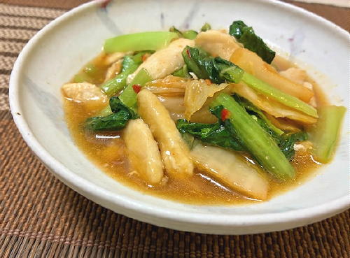 今日のキムチ料理レシピ：小松菜と鶏肉とキムチのとろみ炒め