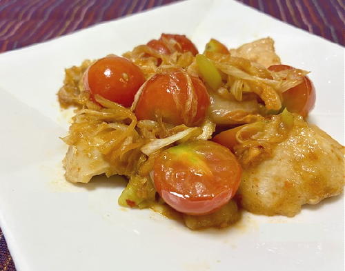 今日のキムチ料理レシピ：鶏むね肉とミニトマトのキムチ炒め