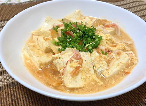 今日のキムチ料理レシピ：豆腐のカニカマとキムチの卵とじ