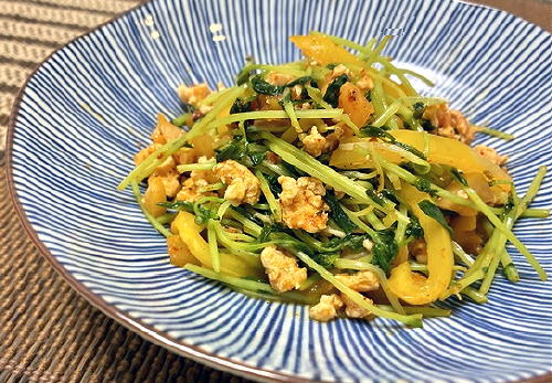 今日のキムチレシピ：豆苗とパプリカのキムチ炒め