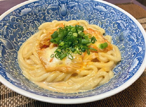 今日のキムチ料理レシピ：豆乳キムチチーズうどん