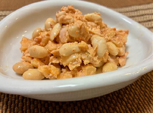 今日のキムチレシピ：大豆とツナのキムチマヨ和え